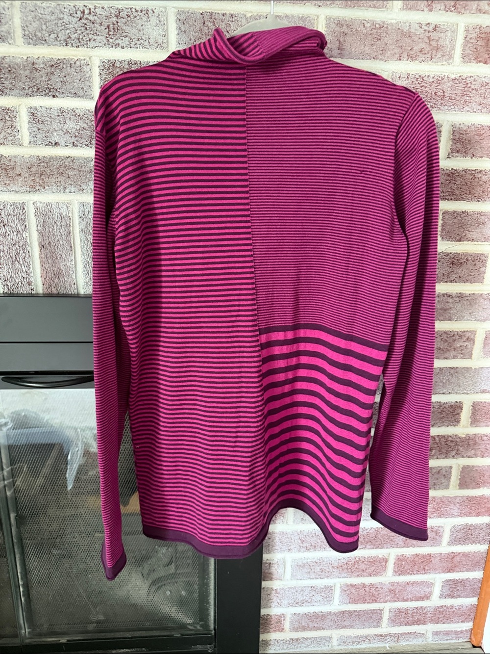 Title Nine Magenta and Dark Pink Striped Cowl Neck Sweater